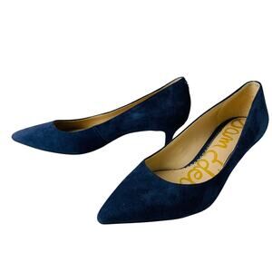 Sam Edelman Margie Navy Blue Kitten Heel Pointed Toe Heel Suede Pumps 6M